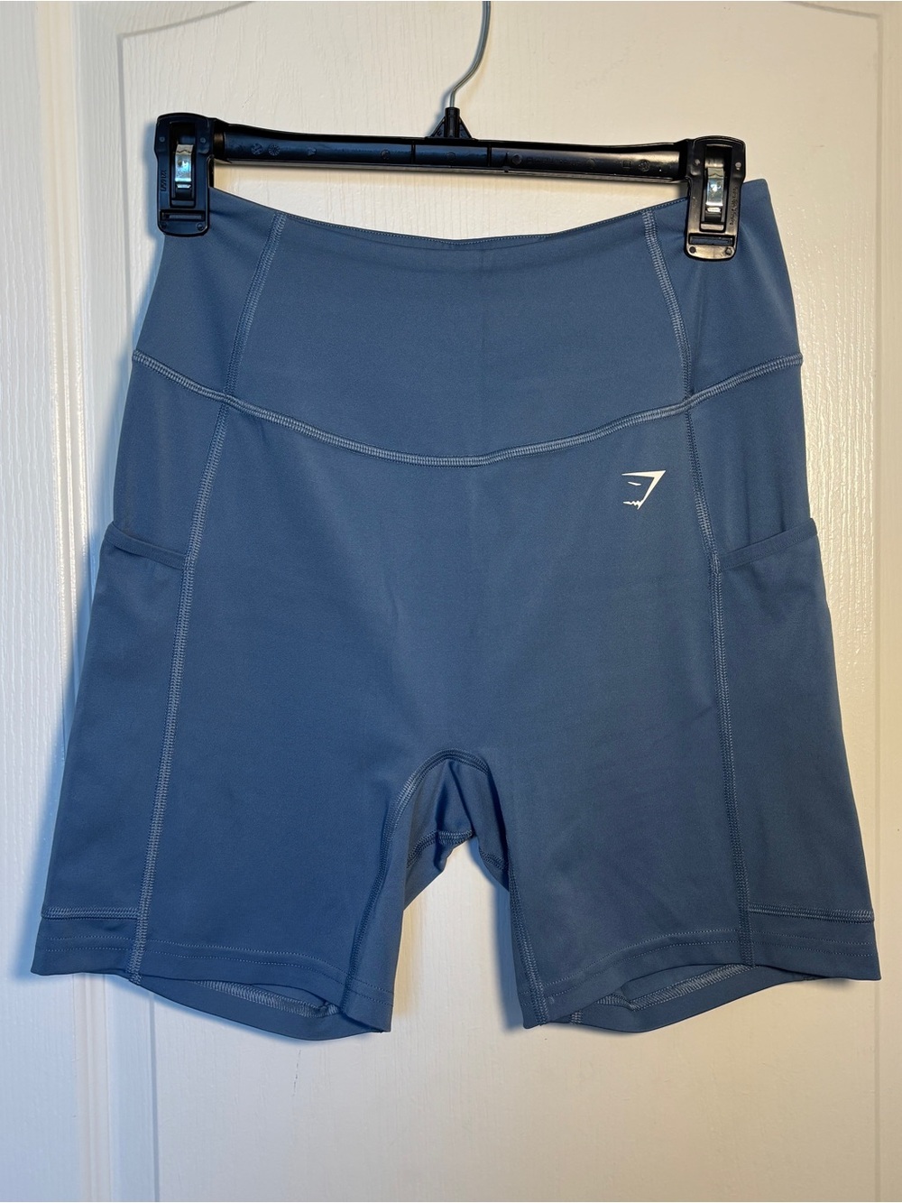 Gymshark Slate Blue High-Rise Bike Shorts with Side Pockets